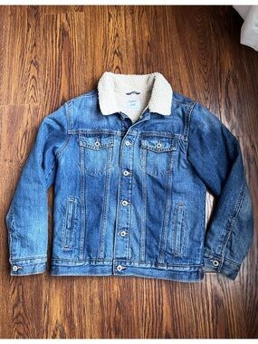 Boys Old Navy XL 14/16 Classic Light Wash sherpa style lined Denim Jacket spring